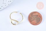 Bague réglable soleil acier doré Taille 54, x1 (G6414)