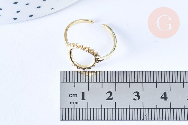 Bague réglable soleil acier doré Taille 54, x1 (G6414)