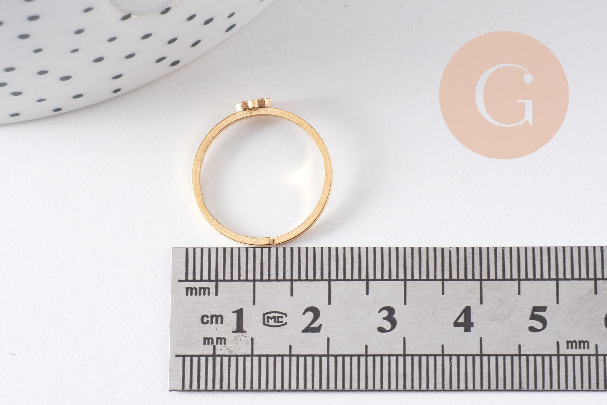 Bague réglable soleil ou étoile acier doré 304 inoxydable, x1 (G10356)