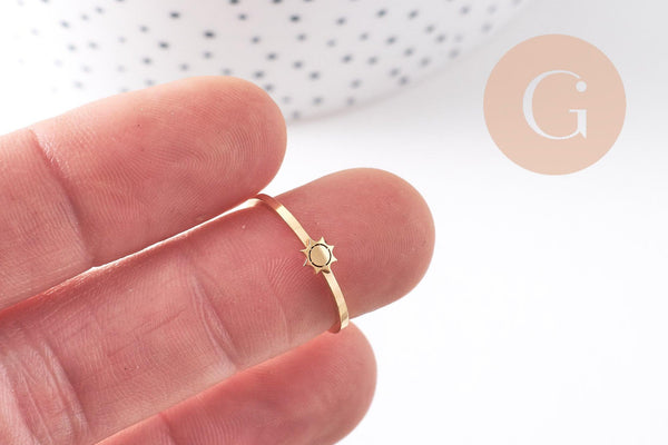 Bague réglable soleil ou étoile acier doré 304 inoxydable, x1 (G10356)