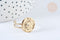 Bague réglable soleil zircon acier 304 inoxydable doré 304 Taille 54, x1 (G7016)