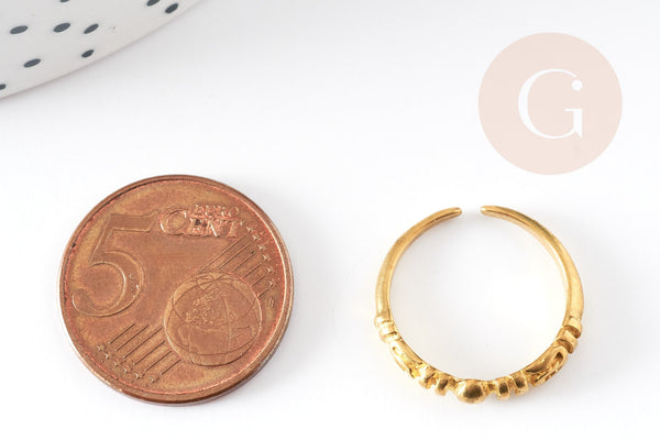 Bague réglable torque gravée laiton brut 16mm x2 (G3749)