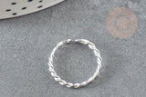 Bague réglable torsadée argent 925 massif 20mm, x1 (G9138)