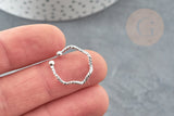 Bague réglable vague argent 925 massif 18mm, x1 (G9141)