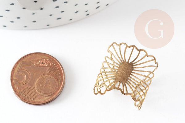 Bague réglable vague laiton brut 19mm, x2 (G0321)