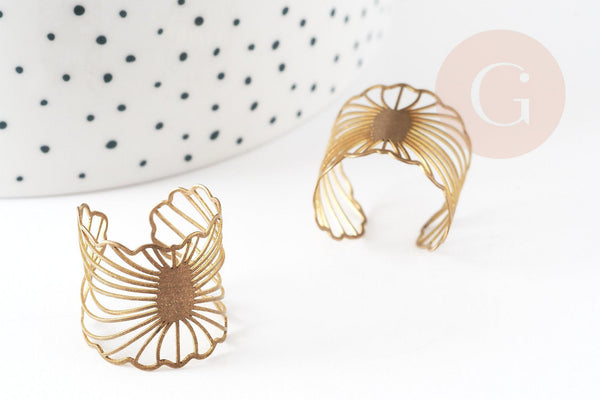 Bague réglable vague laiton brut 19mm, x2 (G0321)