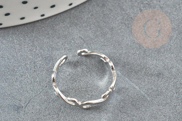 Bague réglable volutes argent 925 massif 20mm, x1 (G9142)