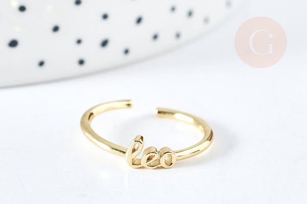 Bague signe astrologique laiton doré anneau ouvert 17.5mm, x1 (G8447)