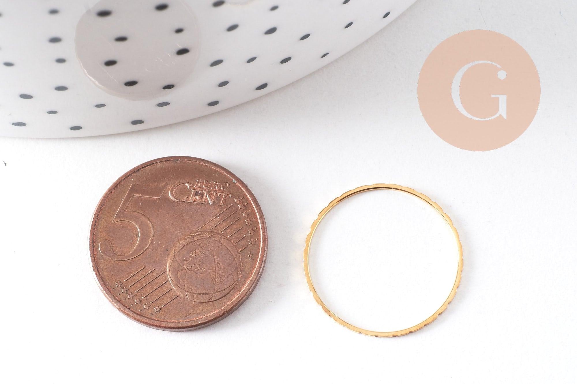 Bague très fine alliance acier inoxydable doré rainurée 1mm, x1 (G10499)