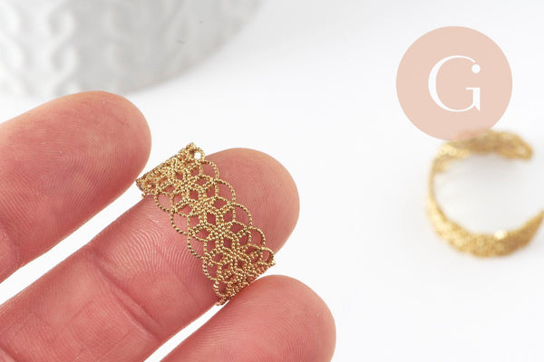 Bagues réglables dentelle laiton brut 19mm, x1 (G0510)