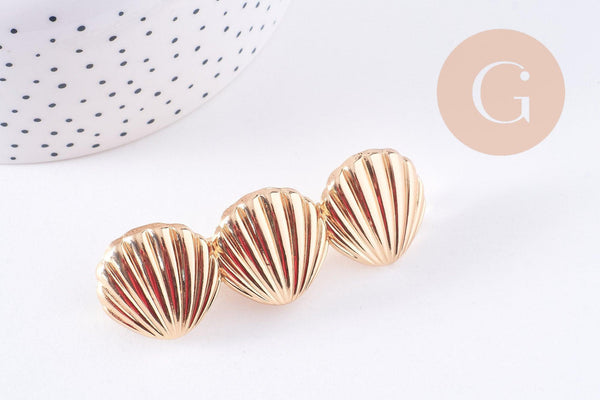 Barrette coquillages métal doré 73mm, x1 (G10689)