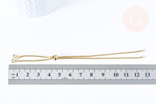 Base bracelet vénitienne chaine réglable acier inoxydable 304 doré 13cm, x1 (G6980)