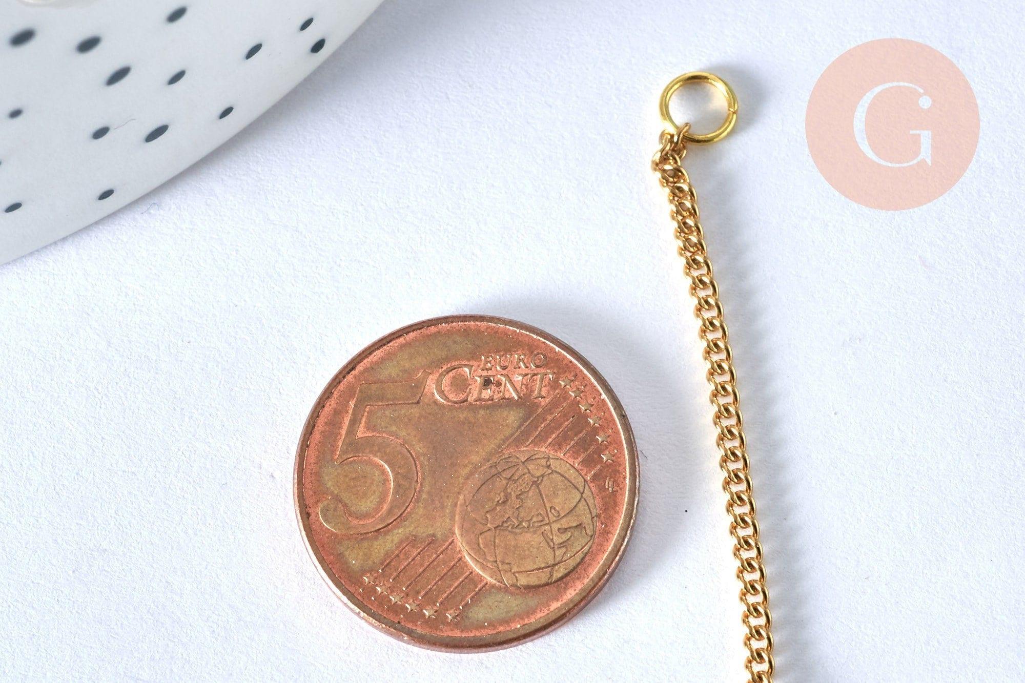 Base de bracelet ajustable maille plate fantaisie or acier 14k 16cm, sans nickel, bracelet doré acier inoxydable, x1 G5970