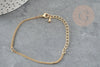 Base de bracelet chaine dorée maille plate 16K 2.5microns 17.7cm, x1 (G9243)