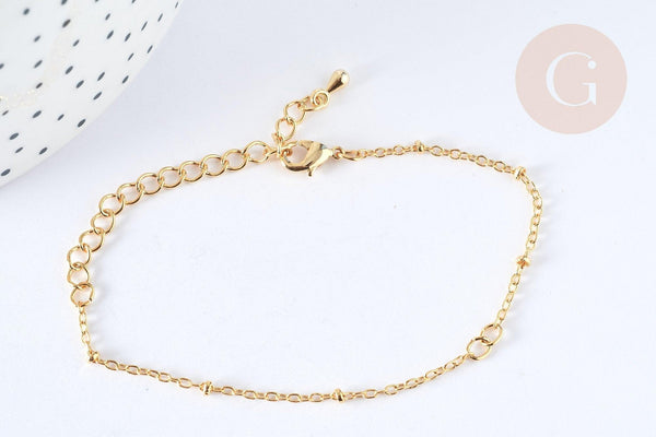 Base de bracelet chaine dorée satellite 16K 2.5microns 17.7cm, x1 (G8182)