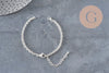 Base de pulsera de cadena forzada de acero inoxidable 304 plateado de 4mm/15.5cm, x1 (G11211)