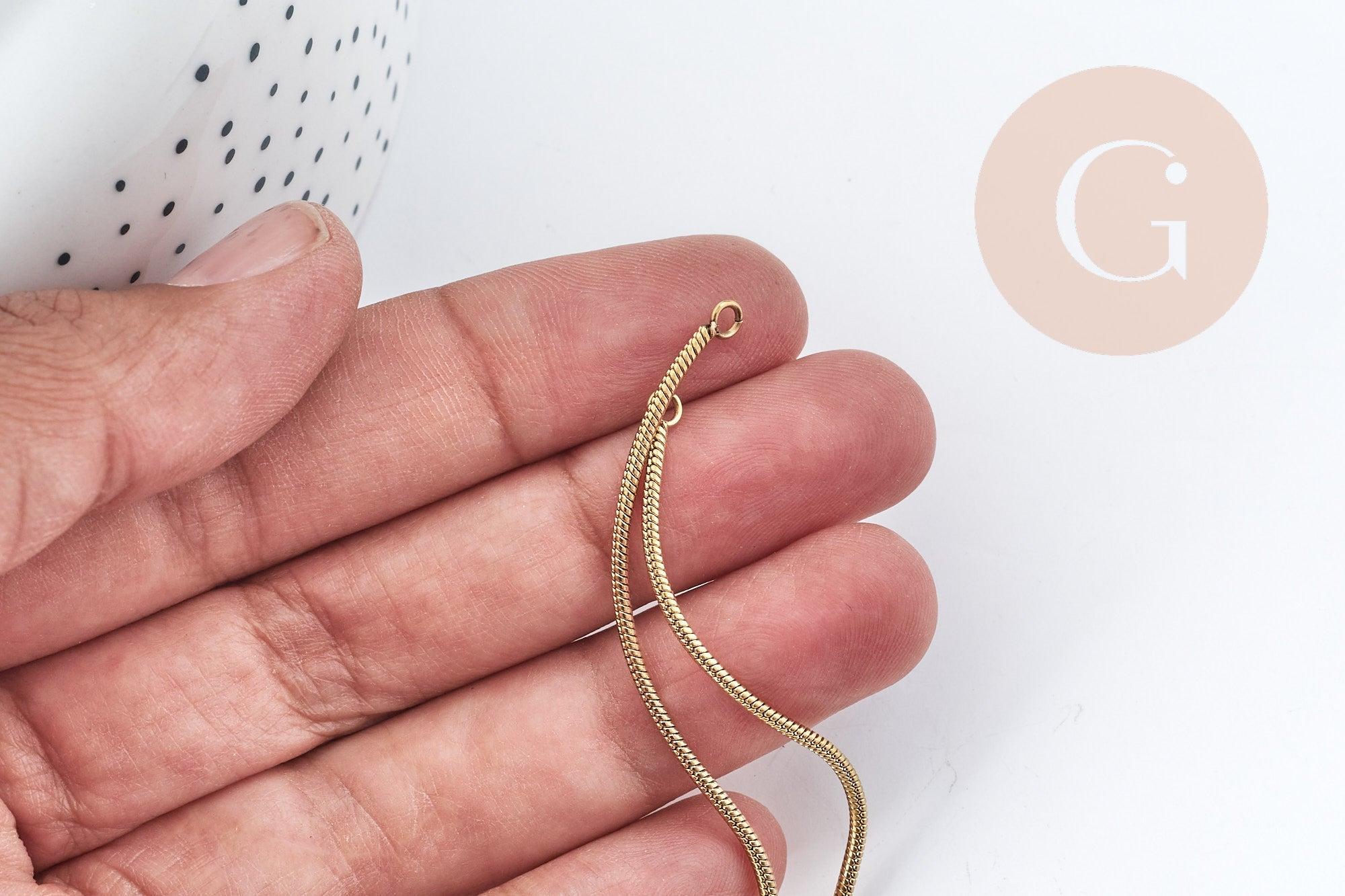 Base de bracelet réglable acier doré 304 inoxydable, 14k maille serpent, 23cm, x1 (G5688)