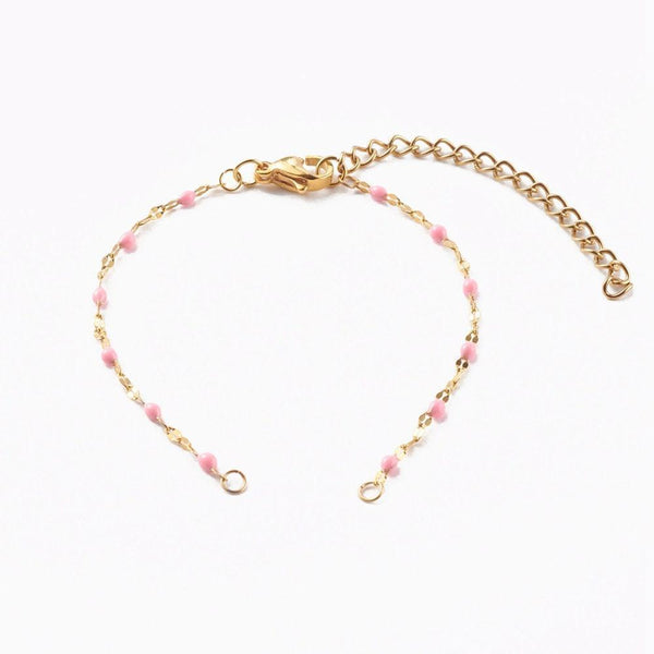 Base de bracelet réglable chaine résine colorée acier doré 14k 14.5cm,x1 (G6074)