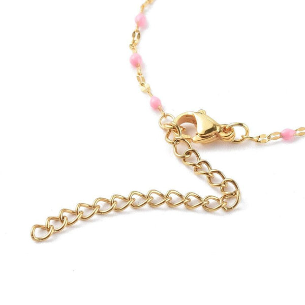 Base de bracelet réglable chaine résine colorée acier doré 14k 14.5cm,x1 (G6074)