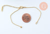 Base de bracelet réglable maille boule acier 304 inoxydable doré 15.8cm, x1 (G5966)