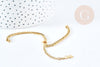 Base de bracelet réglable maille plate diamantée acier doré 304 inoxydable 16cm, acier doré inoxydable, x1 (G8625)
