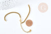 Base de bracelet réglable maille plate diamantée acier doré 304 inoxydable 16cm, acier doré inoxydable, x1 (G8625)