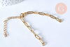Base de bracelet réglable maille trombone fantaisie or acier 304 inoxydable 14k 14.5cm, bracelet or acier inoxydable, x1 (G5972)