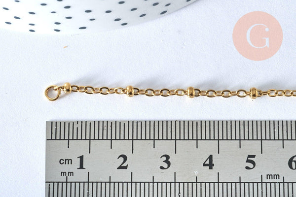 Base de bracelet réglable satellite or acier 14k 15.8cm, sans nickel, bracelet or acier inoxydable, x1 G5968