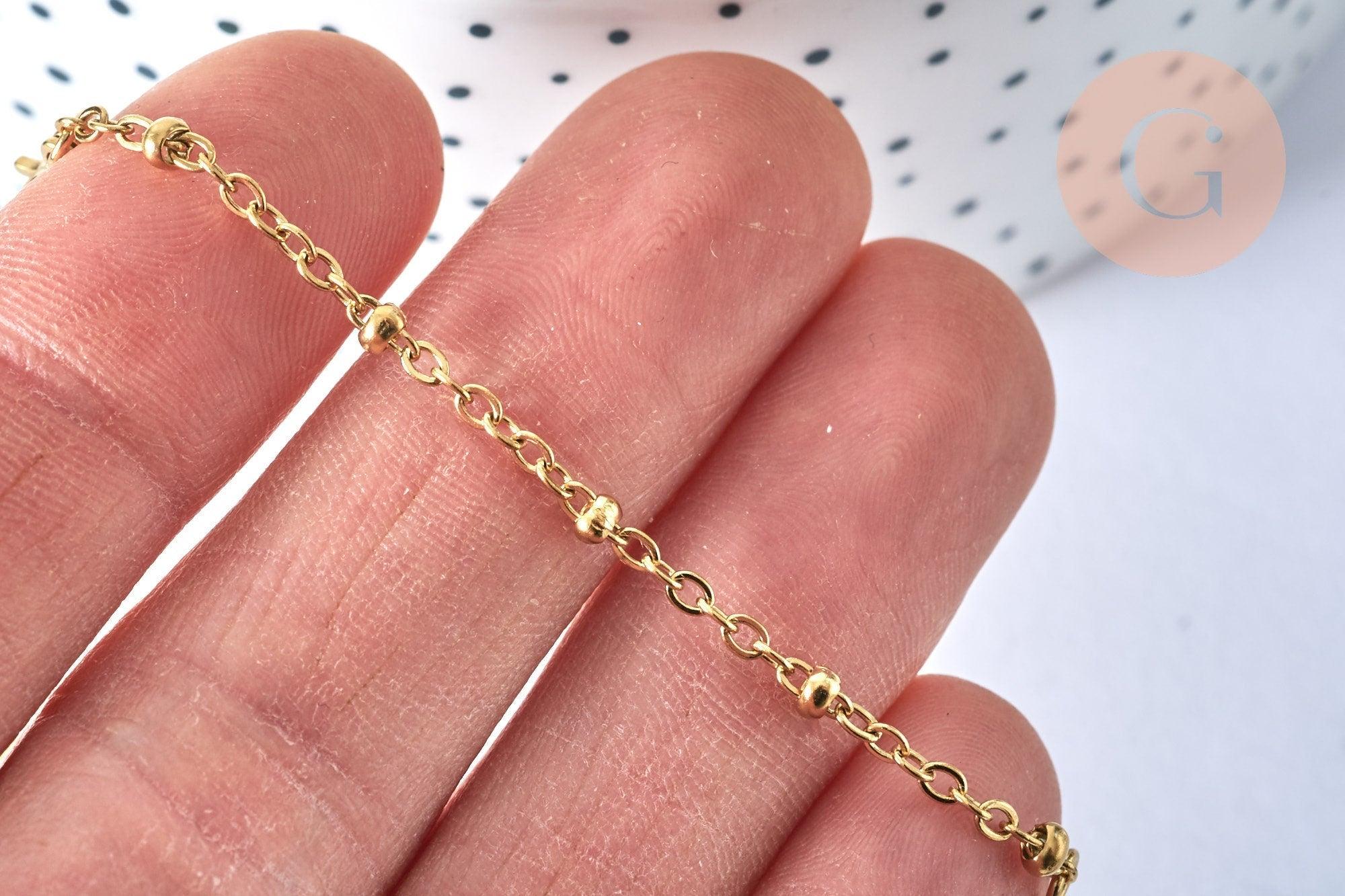 Base de bracelet réglable satellite or acier 14k 15.8cm, sans nickel, bracelet or acier inoxydable, x1 G5968