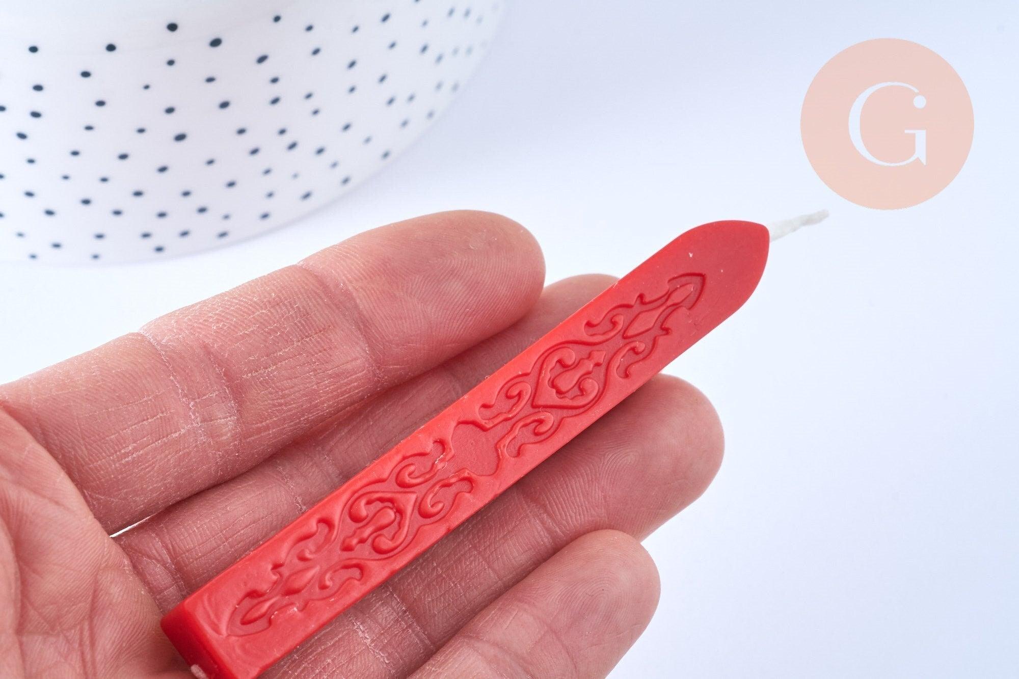 Batonnet de cire à cacheter rouge vif avec mèche, x1 (G7156)