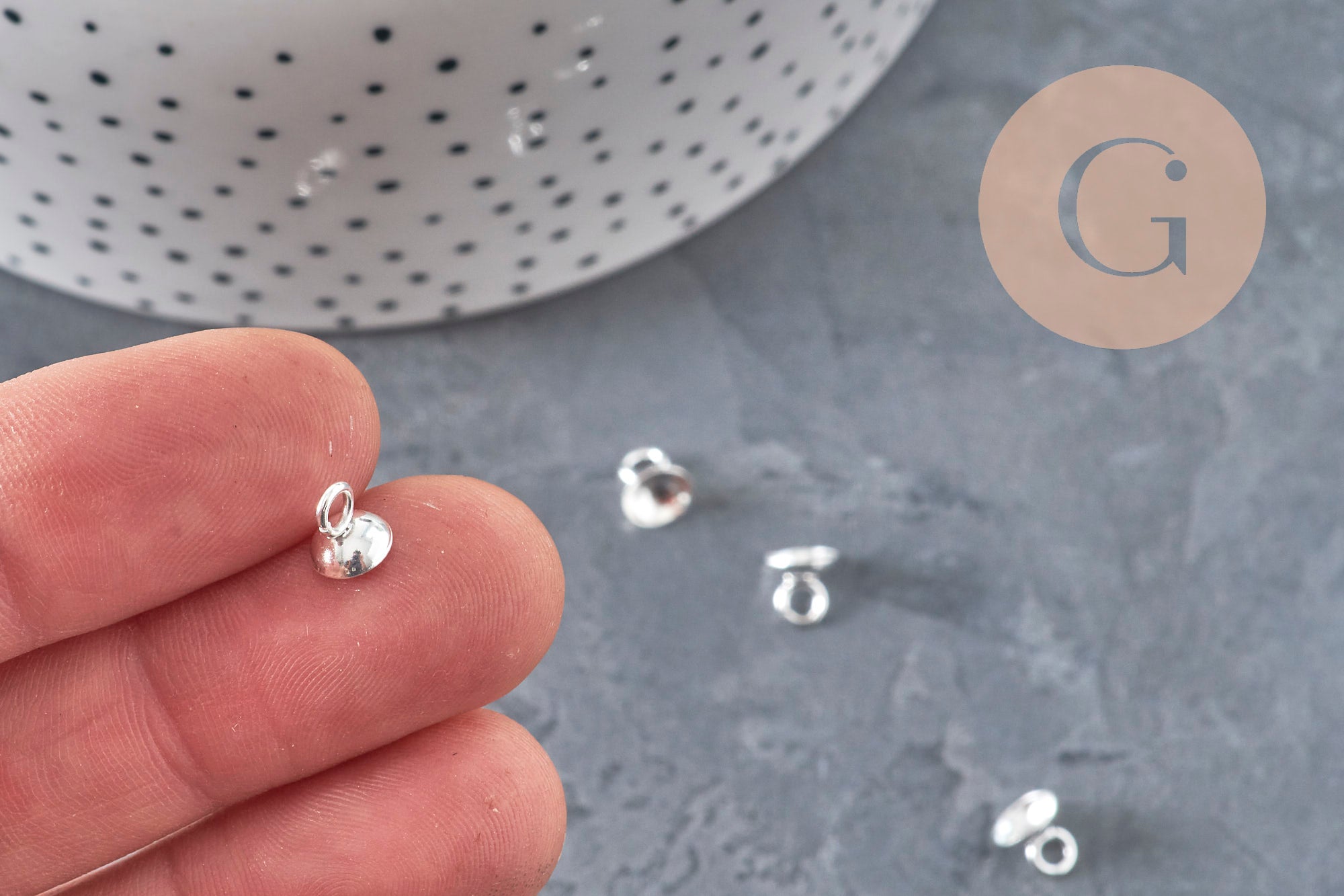 201 Stainless Steel Silver-Plated Cup Pendant Bail, 6mm, x5 (G11170)