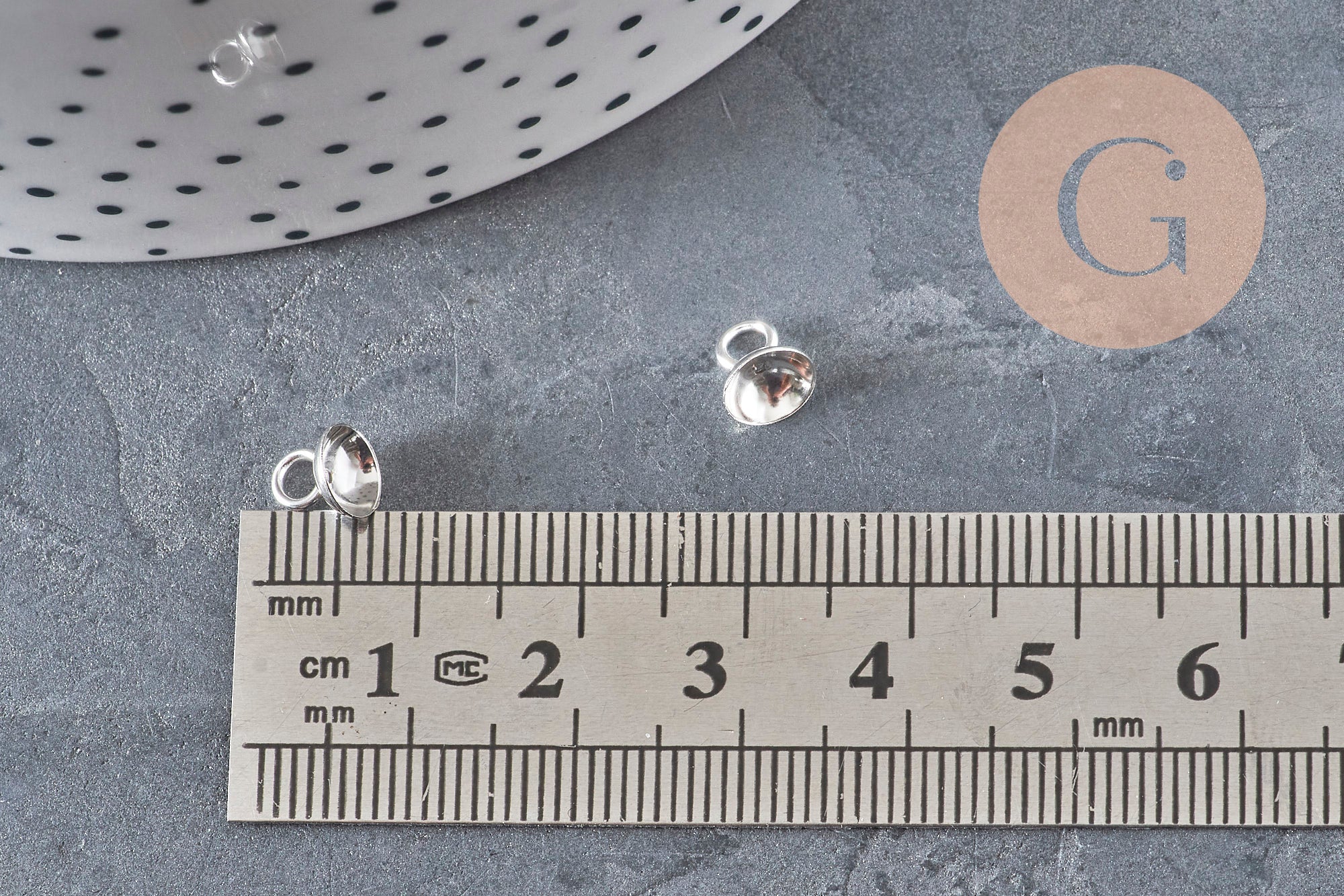 201 Stainless Steel Silver-Plated Cup Pendant Bail, 6mm, x5 (G11170)