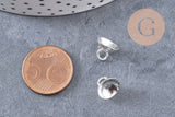 Bélière pendentif coupelle en acier 201 inoxydable argenté 7x10mm, x10 (G10903)