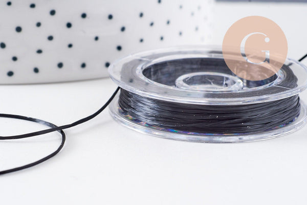 Bobine fil élastique nylon noir 0.8mm, x1 bobine de 10 mètres (G10084)