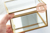 Boite à bijoux verre carré métal doré rectangle 13.1cm, x1 (G9766)