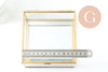 Boite à bijoux verre carré métal doré rectangle 13.1cm, x1 (G9766)
