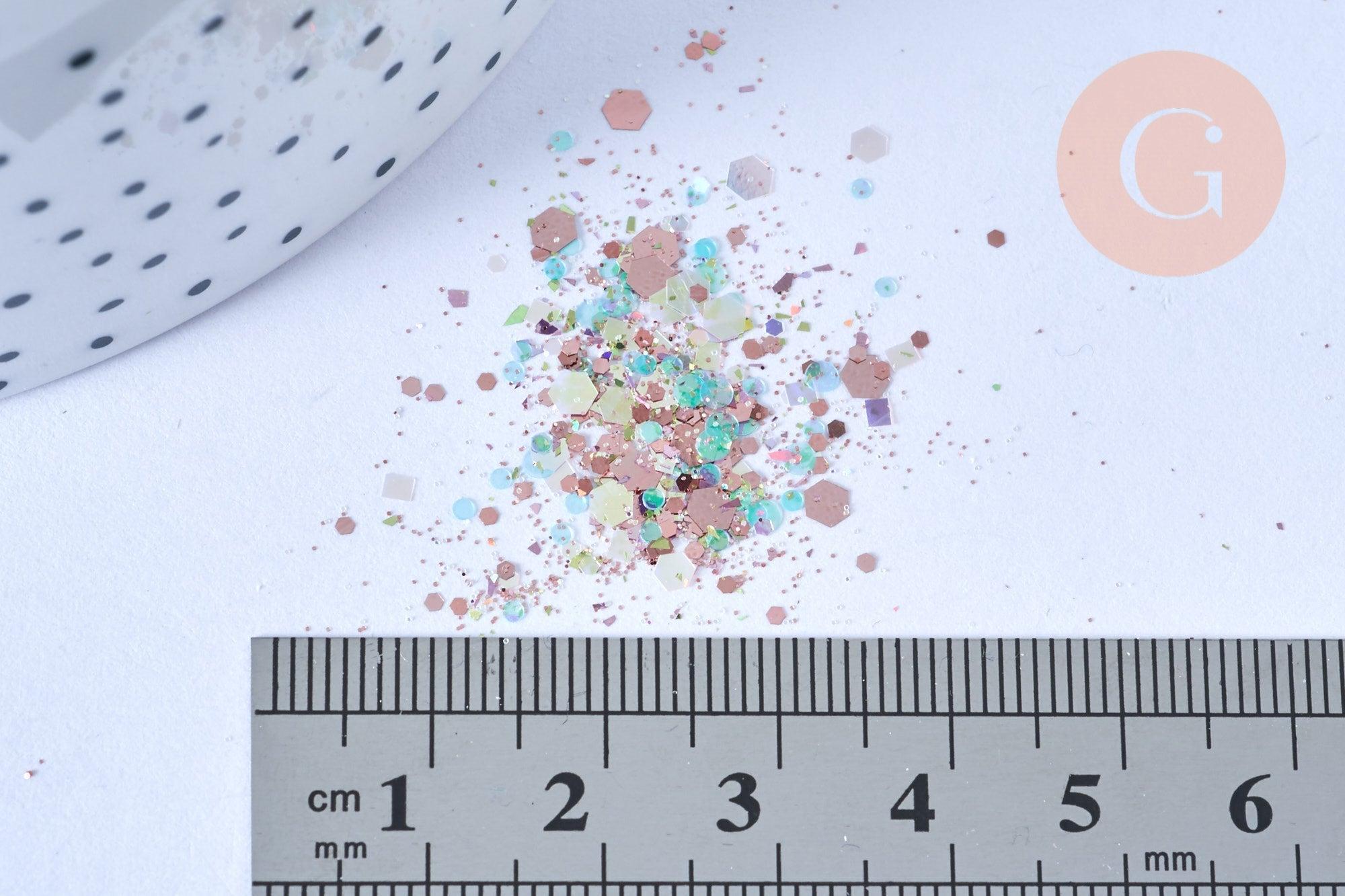 Boite paillettes holographiques nailart inclusion résine ou création pâte polymère, x1 boite de 0.3 gr (G6855)