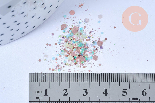 Boite paillettes holographiques nailart inclusion résine ou création pâte polymère, x1 boite de 0.3 gr (G6855)