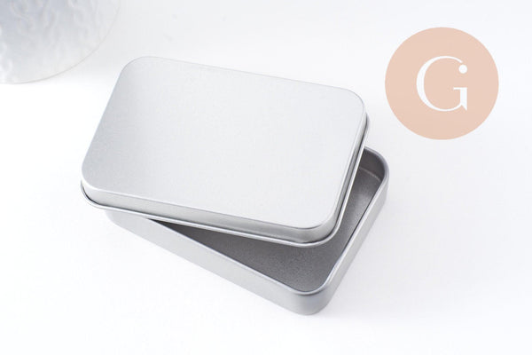 Boite rangement perles bijoux fer platine 9.1 cm, x1 (G10337)