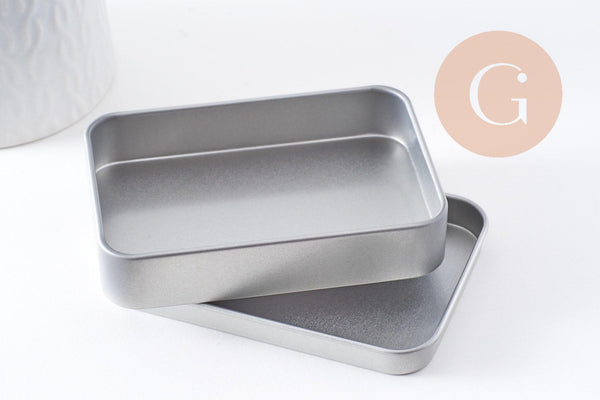 Boite rangement perles bijoux fer platine 9.1 cm, x1 (G10337)