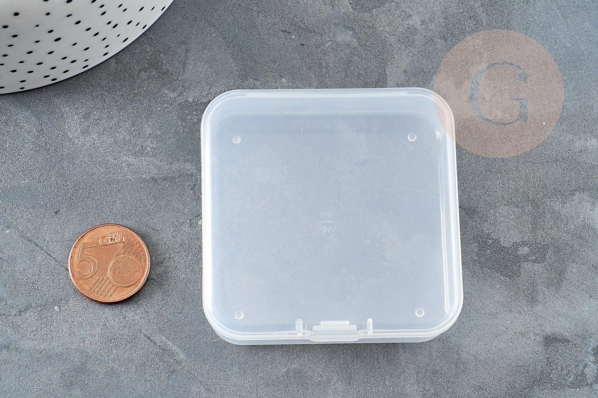 Boite rangement perles en plastique carrée 6.4cm, x1 (G0165)