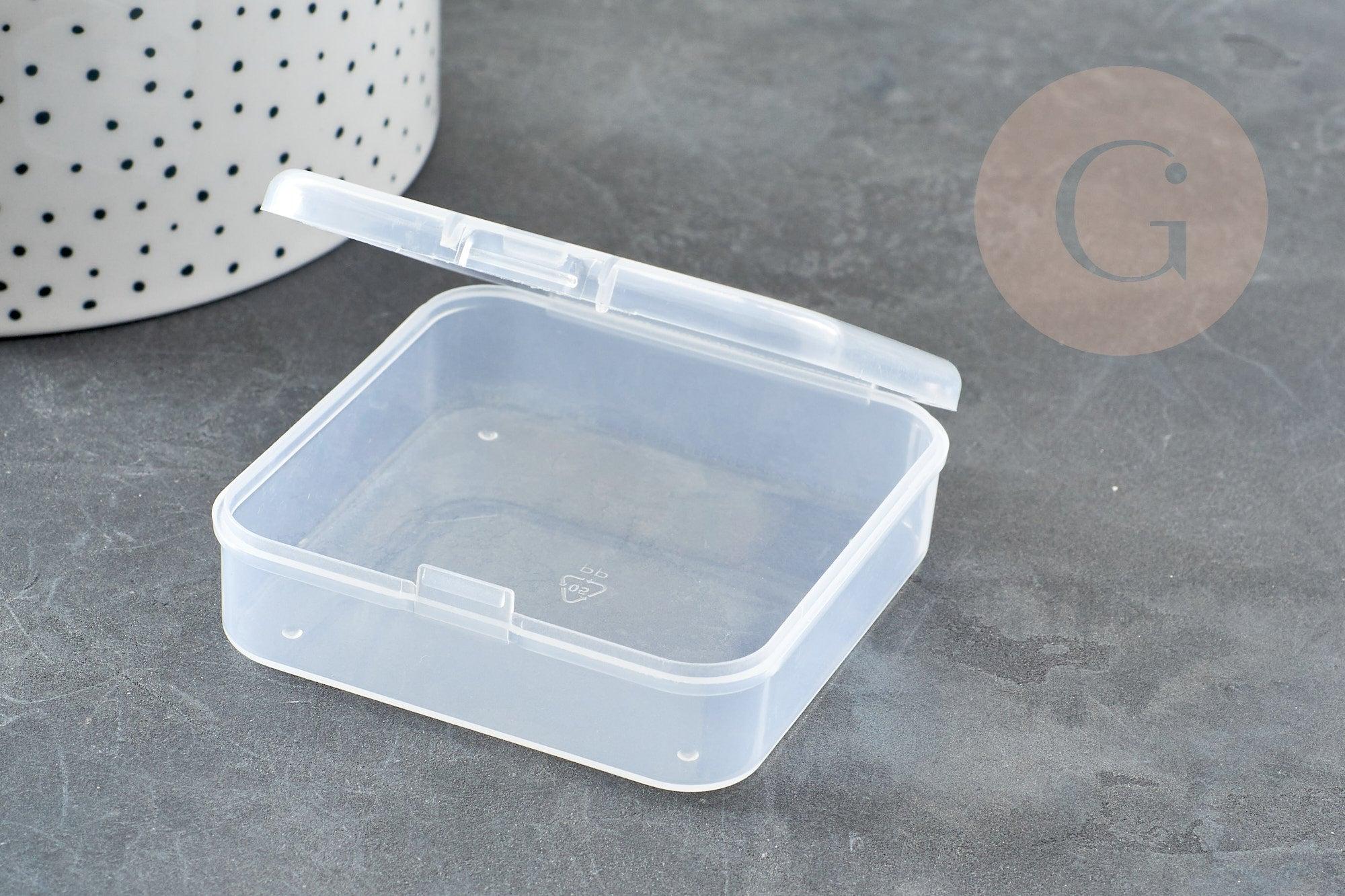 Boite rangement perles en plastique carrée 6.4cm, x1 (G0165)