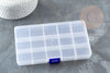 Boite rangement perles en plastique rectangulaire 17cm, x1 (G1350)