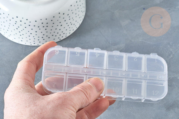 Boite rangement perles en plastique rectangulaire, x1 (G8162)