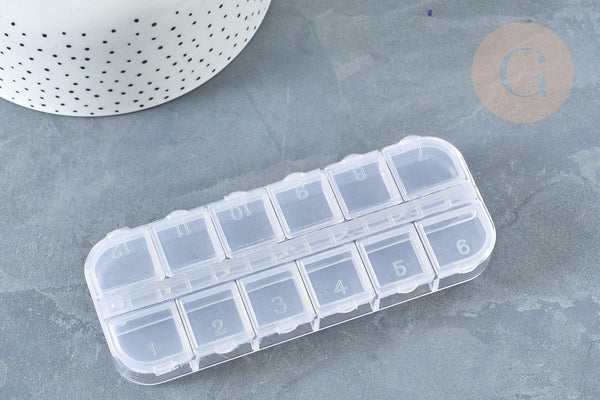 Boite rangement perles en plastique rectangulaire, x1 (G8162)