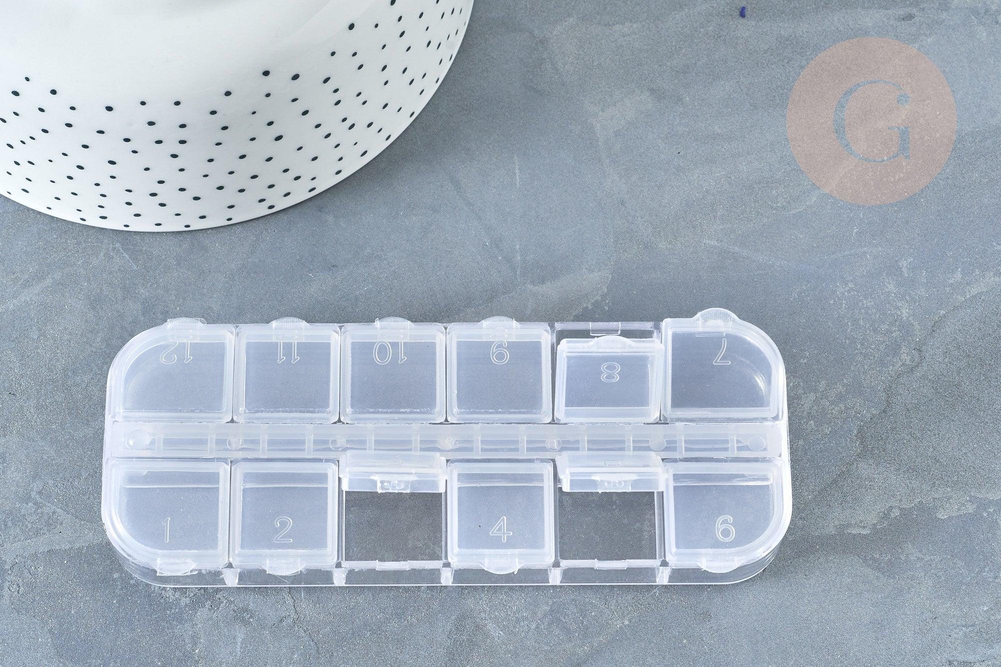 Boite rangement perles en plastique rectangulaire, x1 (G8162)