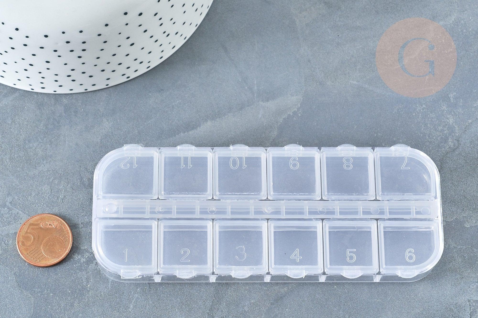 Boite rangement perles en plastique rectangulaire, x1 (G8162)