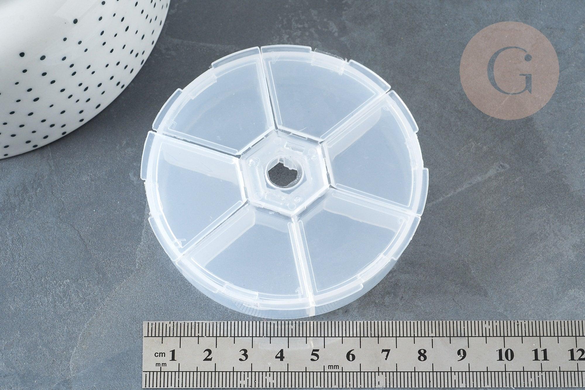 Boite rangement perles en plastique ronde 6 compartiments 7.8cm, x1 (G7213)