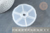 Boite rangement perles en plastique ronde 6 compartiments 7.8cm, x1 (G7213)