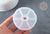 Boite rangement perles en plastique ronde 6 compartiments 7.8cm, x1 (G7213)
